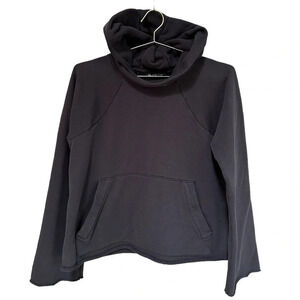 Athleta | Womens French Terry Pique Hoodie in Black, Size Medium